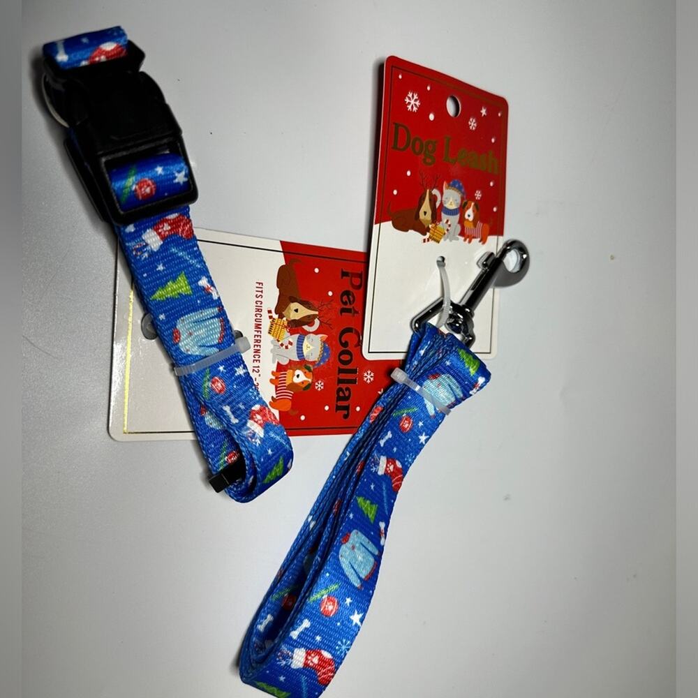 Christmas Dog Collar & Leash Small Collar 12-20 inches